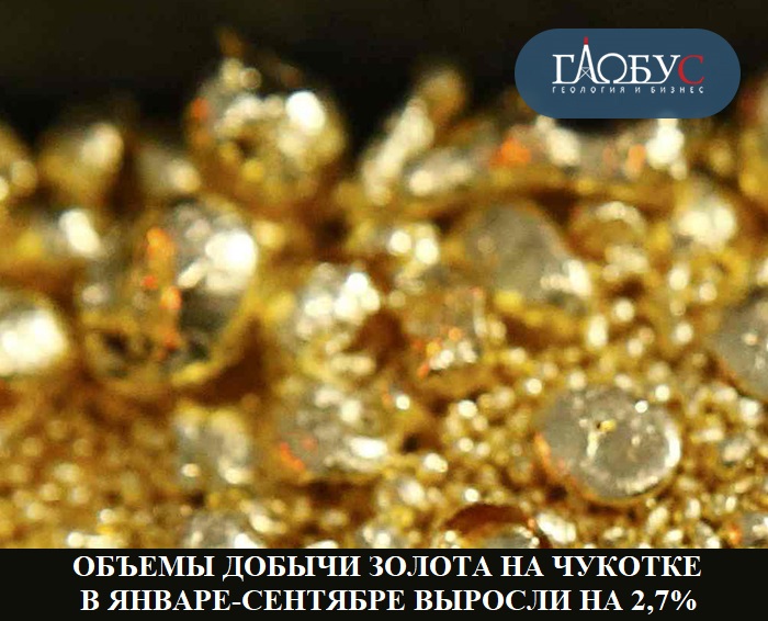 Объемы добычи золота на Чукотке в январе-сентябре выросли на 2,7%